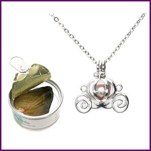 Freshwater Pearl Necklace with Carriage Pendant, 18" Stainless Steel Chain